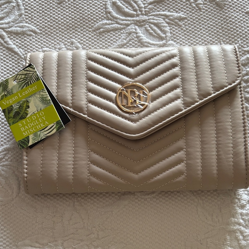 Badgley Mischka Vegan Leather Quilted Clutch